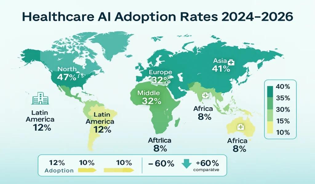 Tasas de adopción de IA en salud 2024-2026